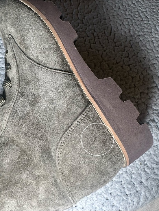 Worn once VIONIC Lani Olive Suede Lace-Up Water Repel. Combat Boots Size 7 - Picture 9 of 10